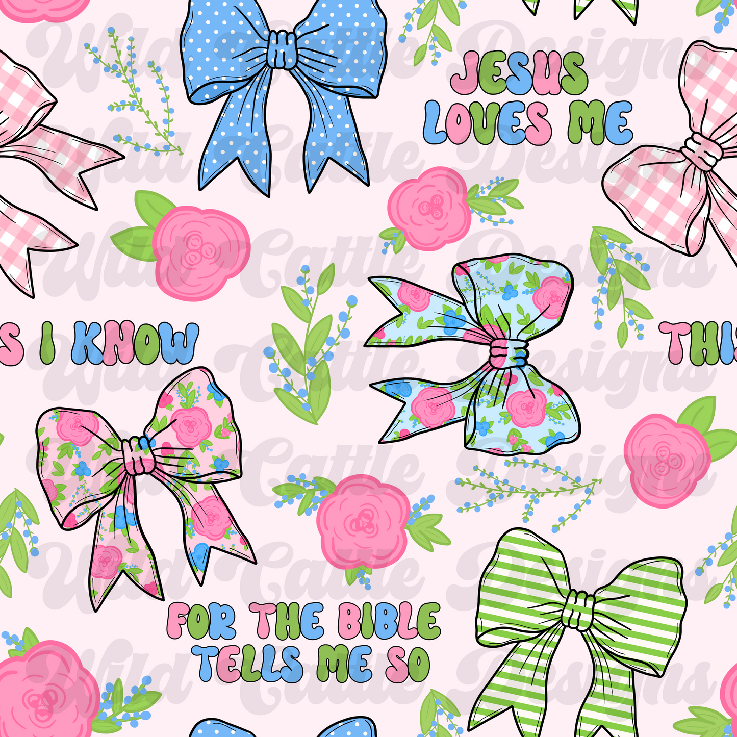 Pink jesus loves me seamless