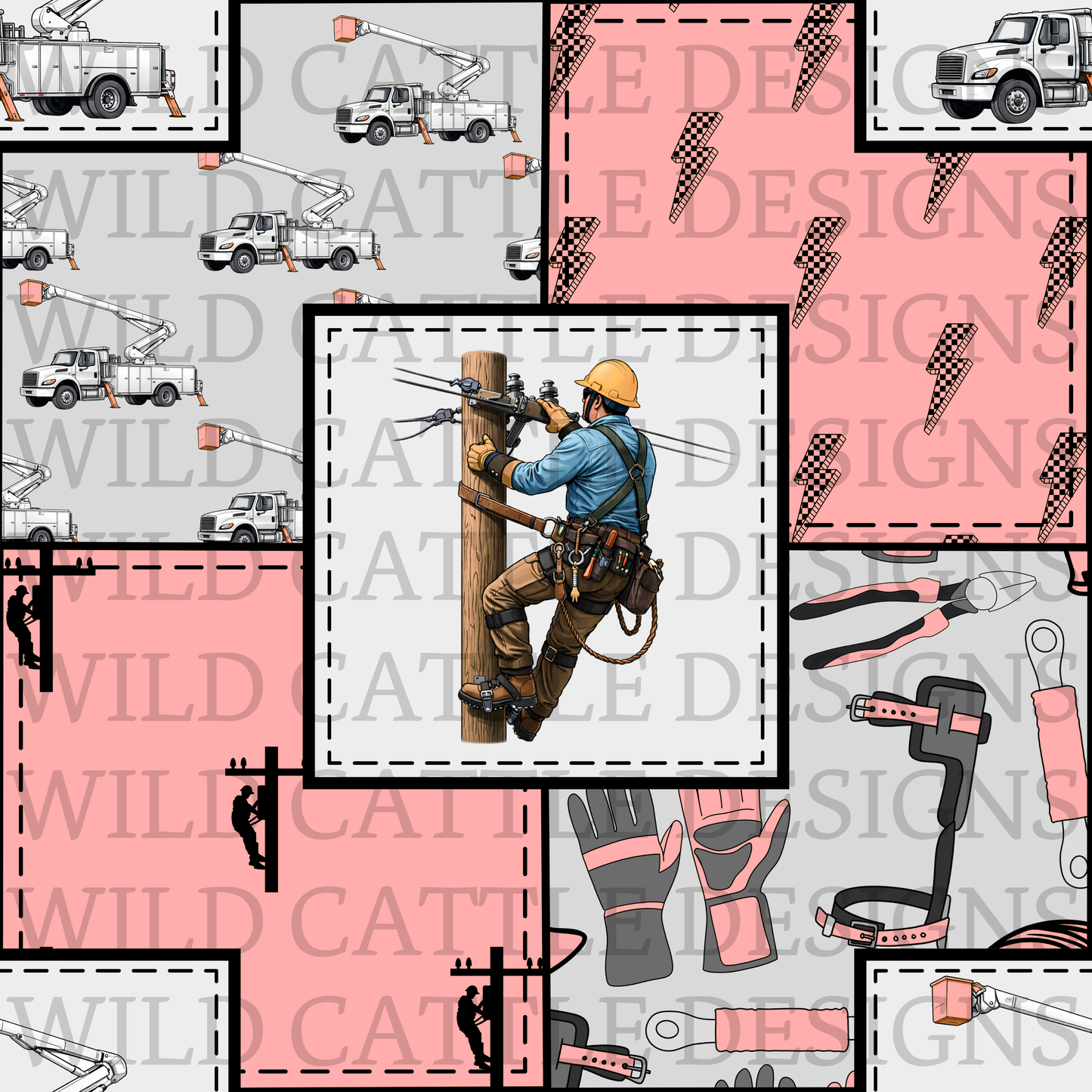 Pink Lineman patchwork