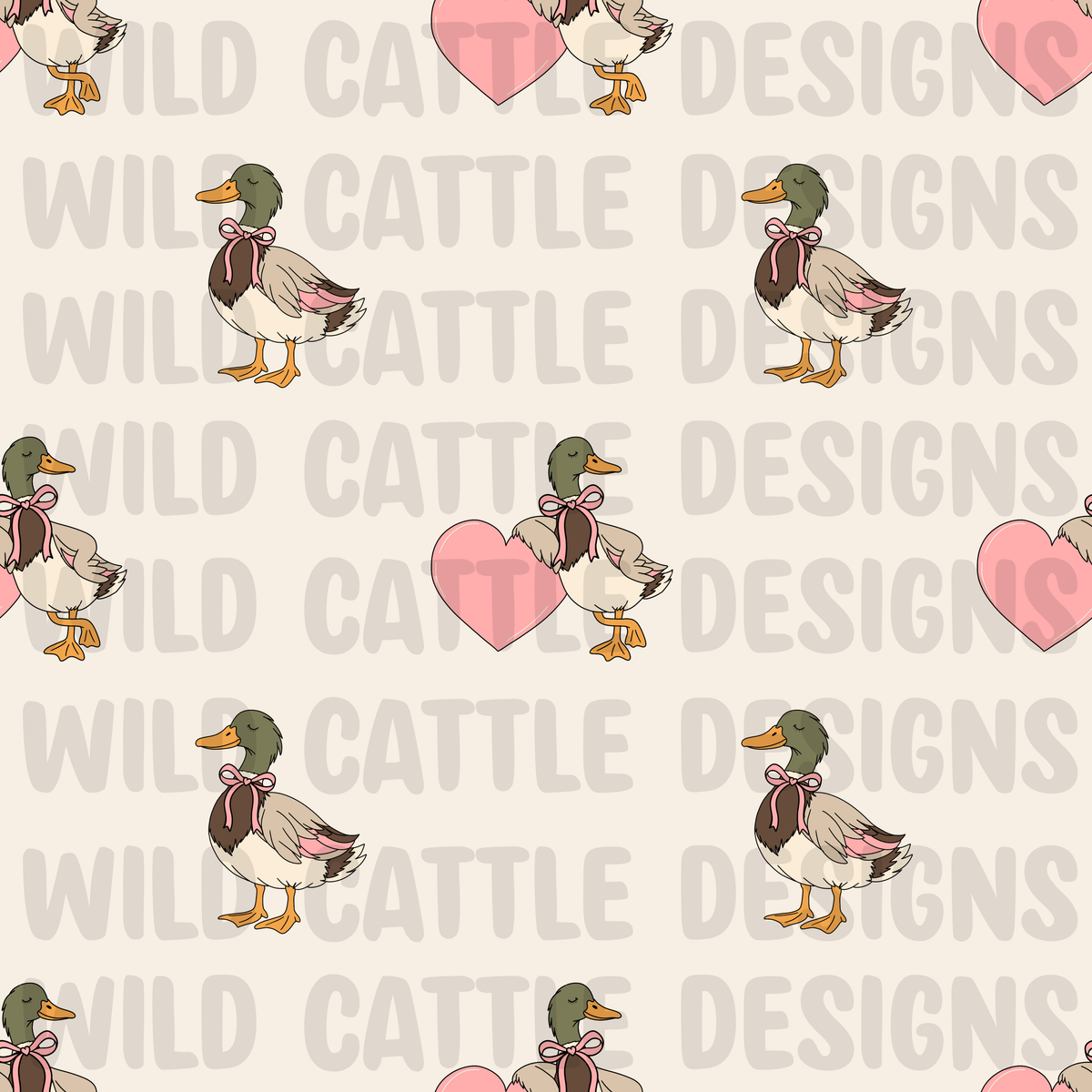 Pink Valentine mallard seamless
