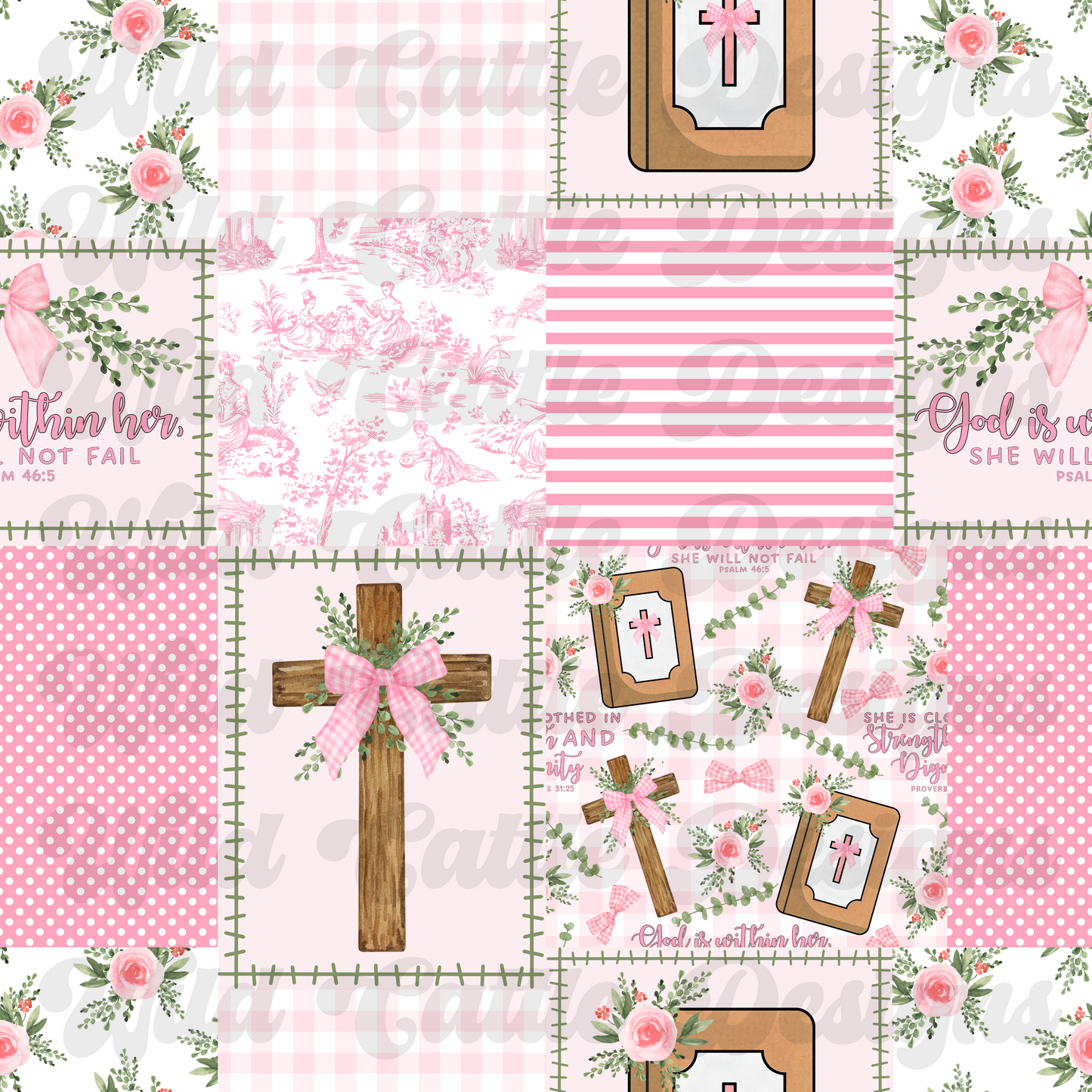 Pink she will not fail patchwork