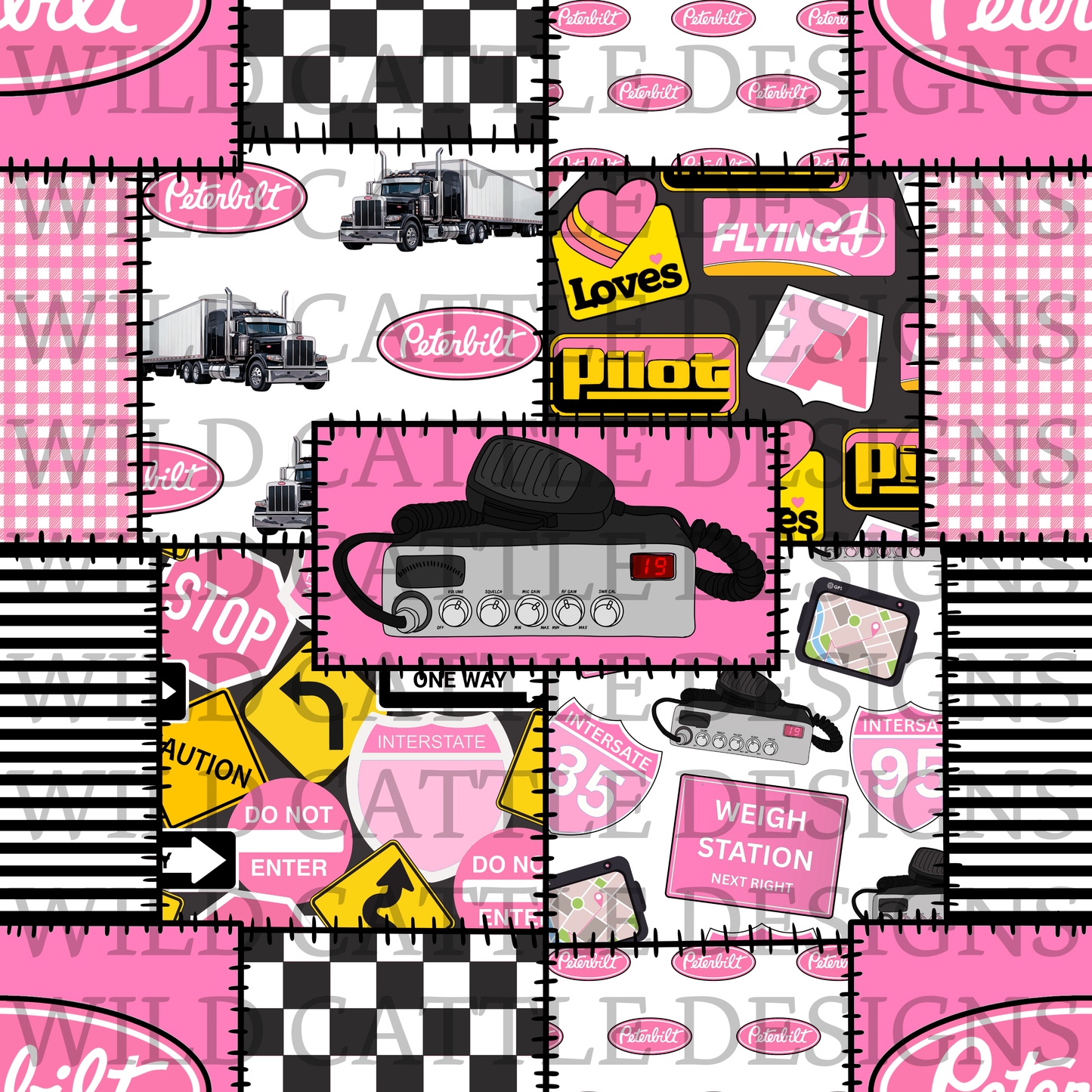 Pink trucker patchwork