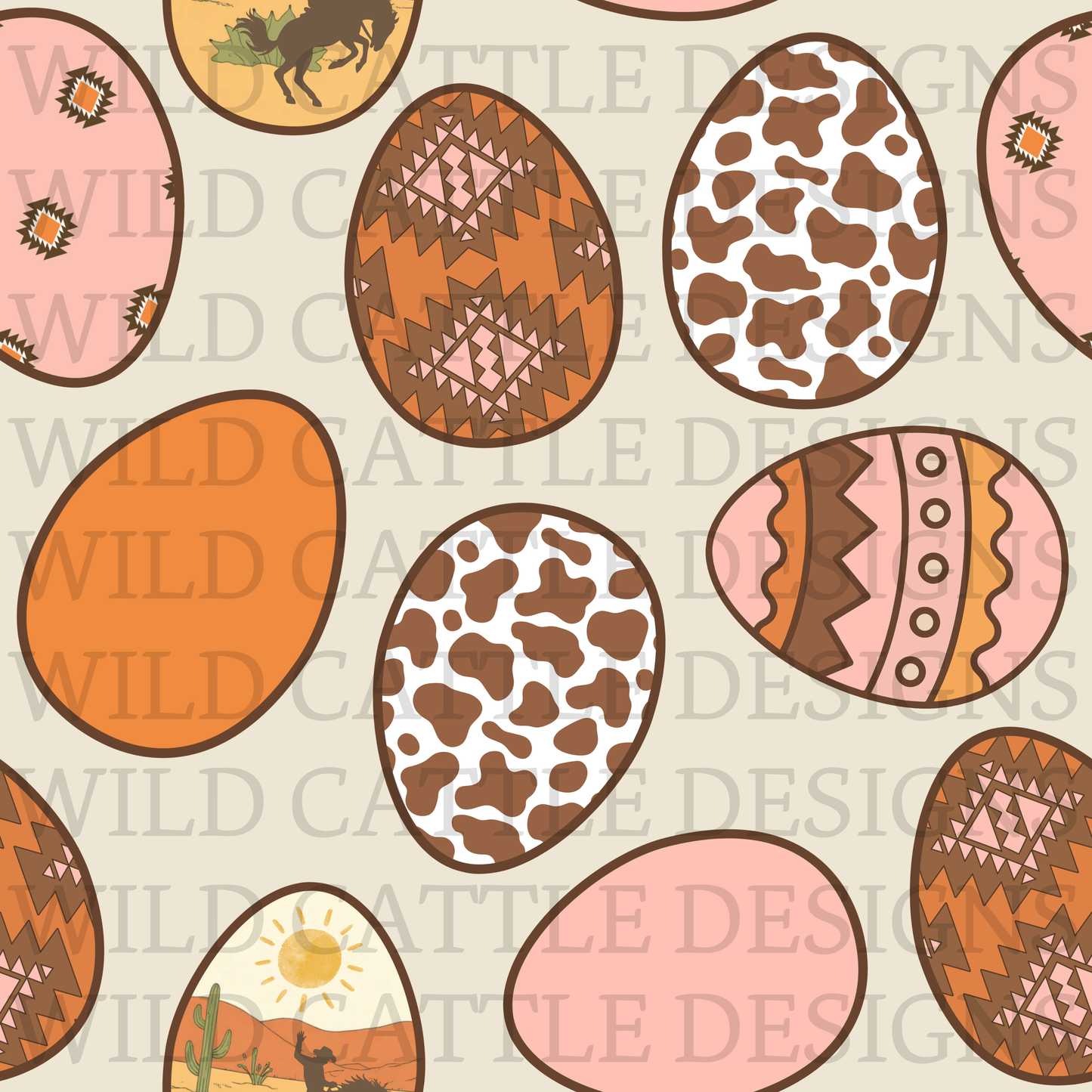 Pink western easter eggs seamless