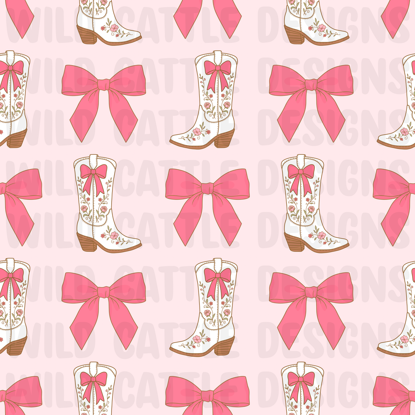 Preppy cowgirl boots and bows seamless