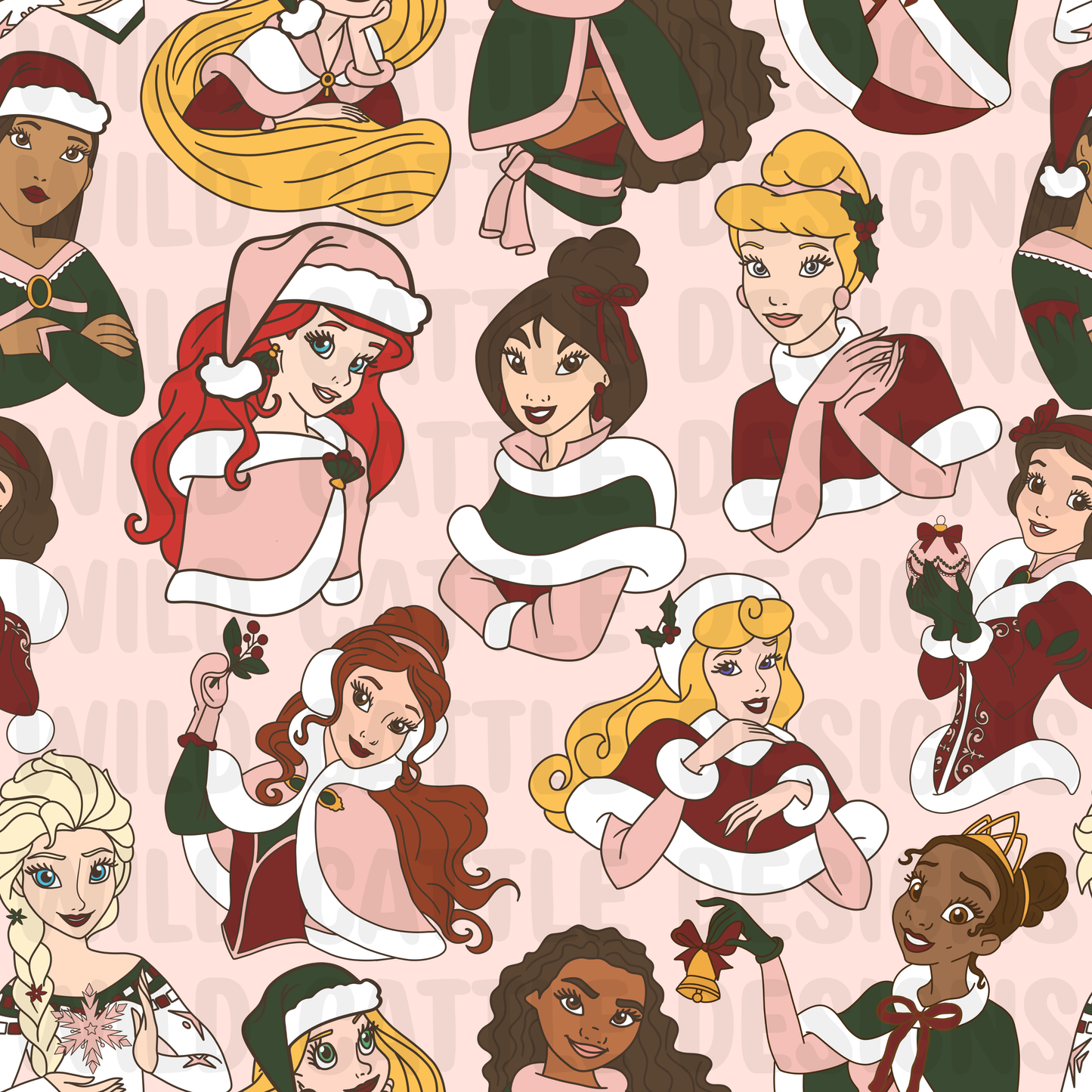 Princess Christmas seamless