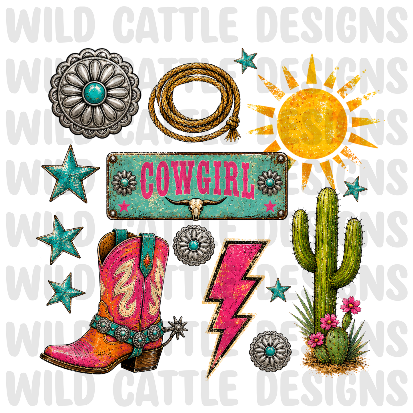Punchy cowgirl collage png