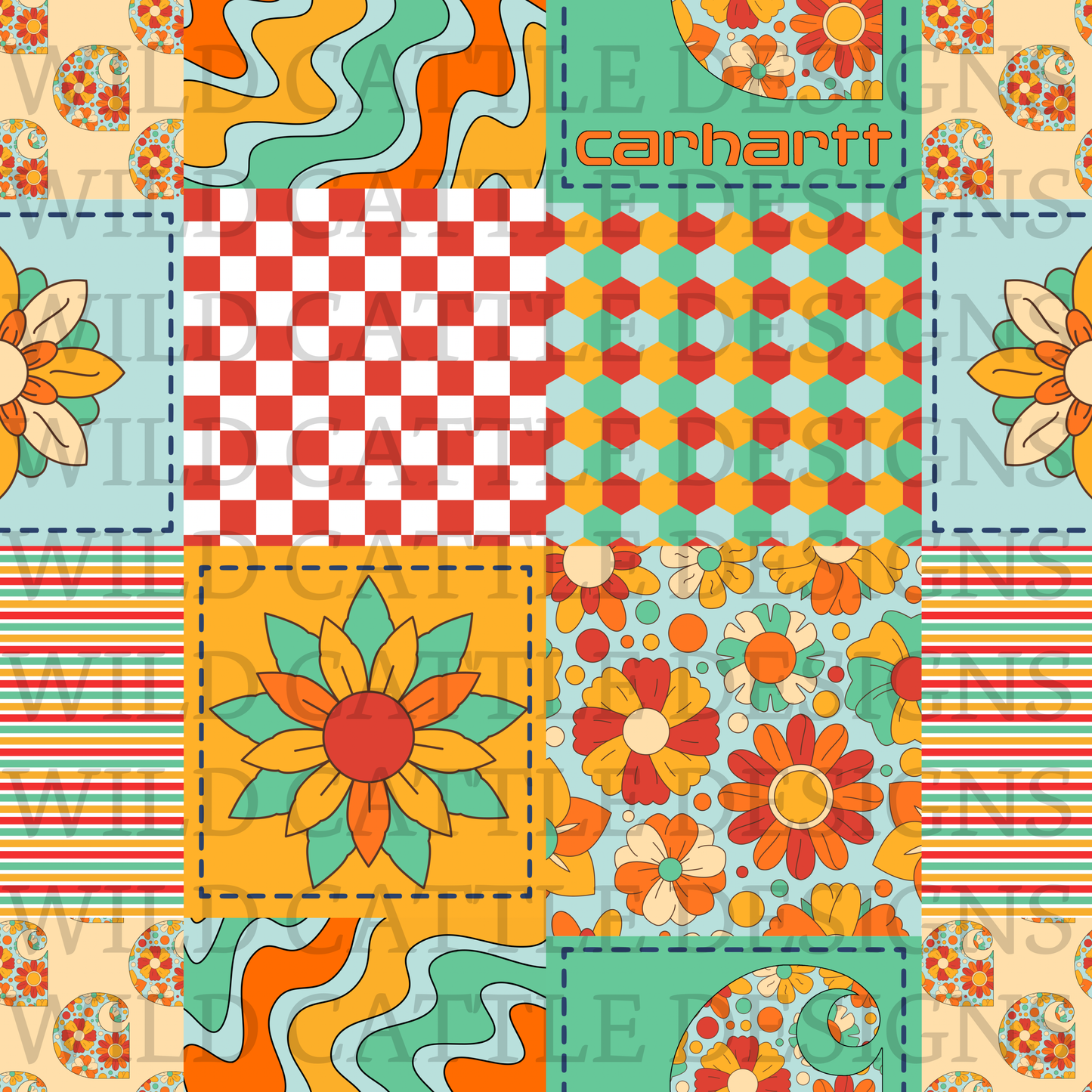 Retro heart patchwork