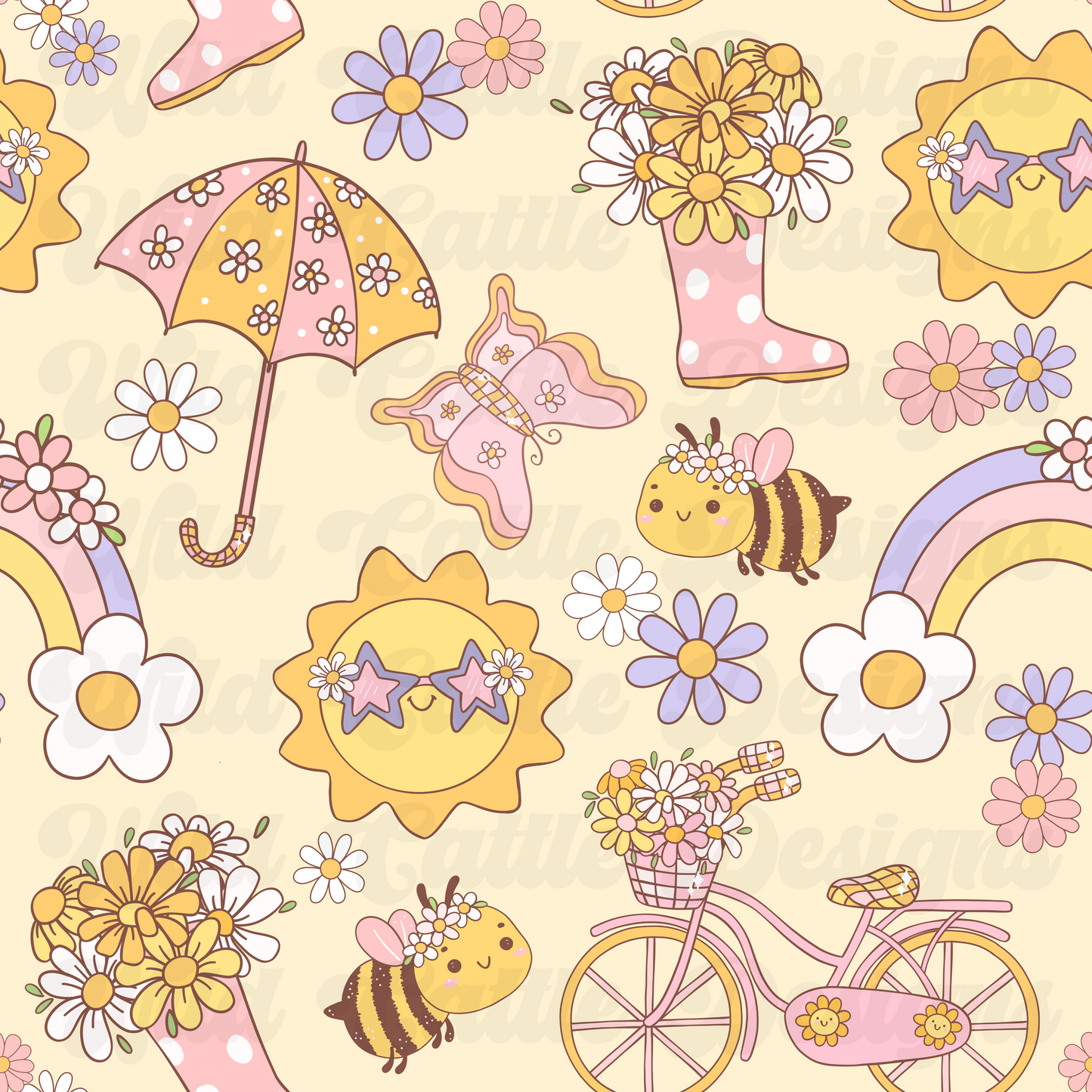 retro pastel spring seamless