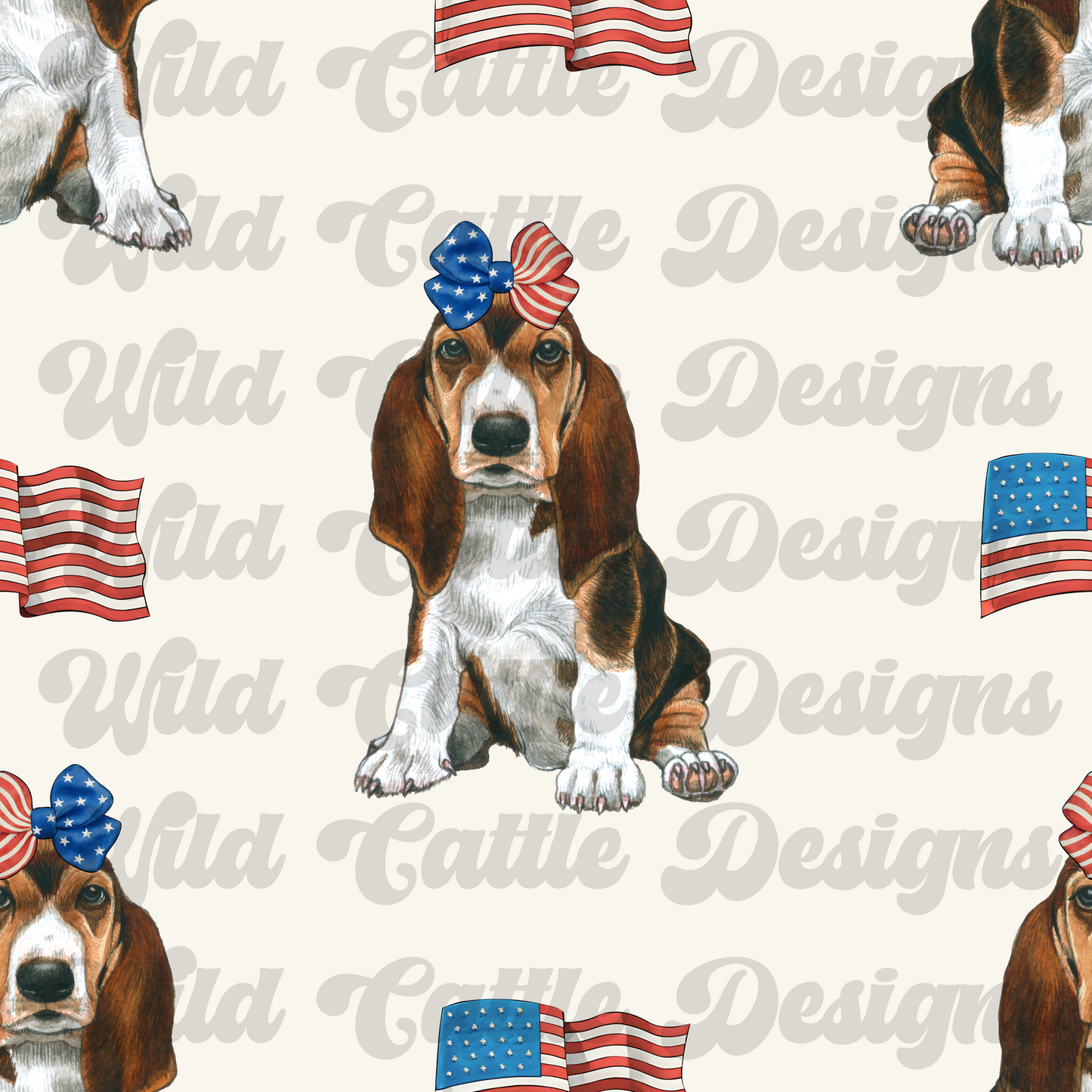 RWB bow basset seamless