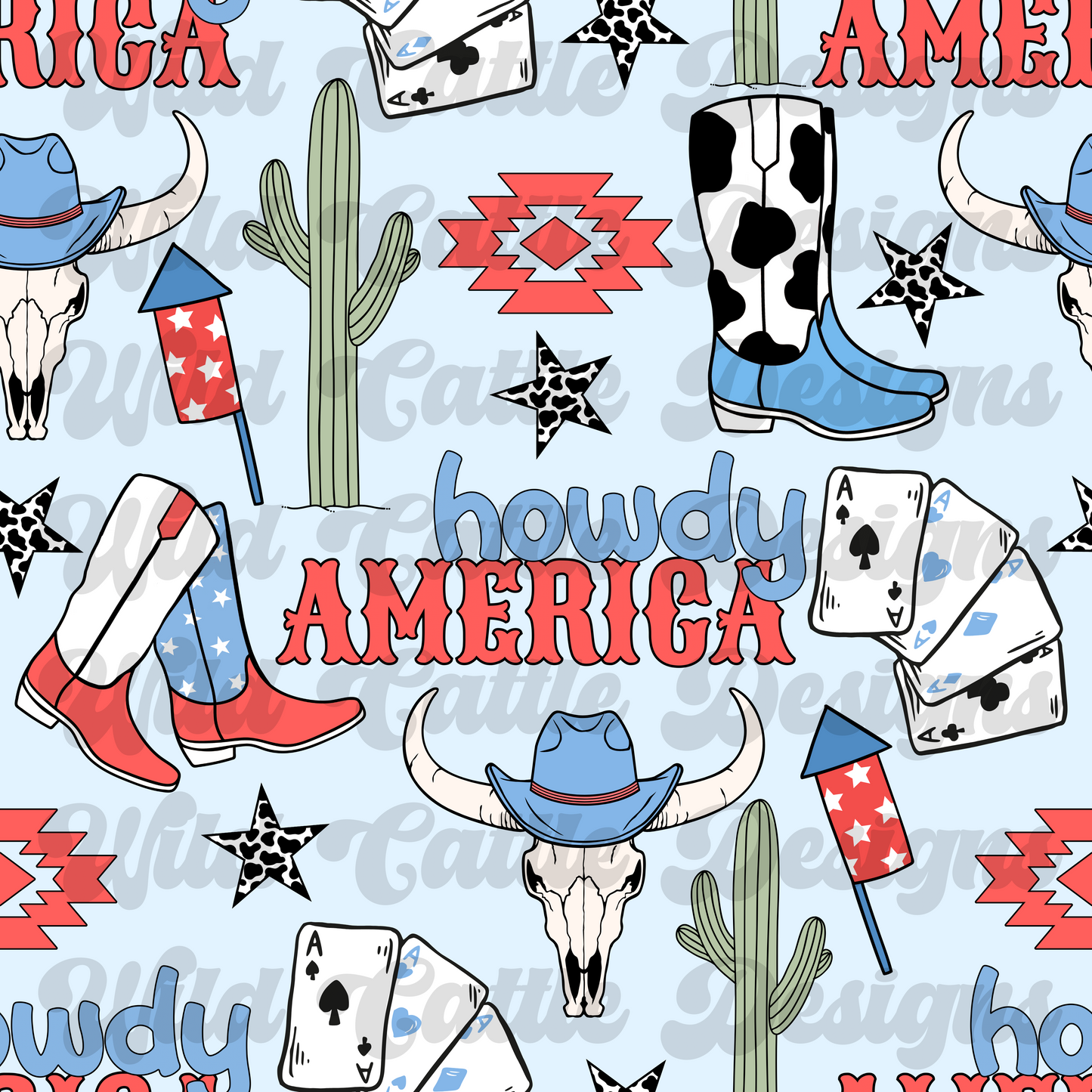 RWB cowboy howdy america seamless