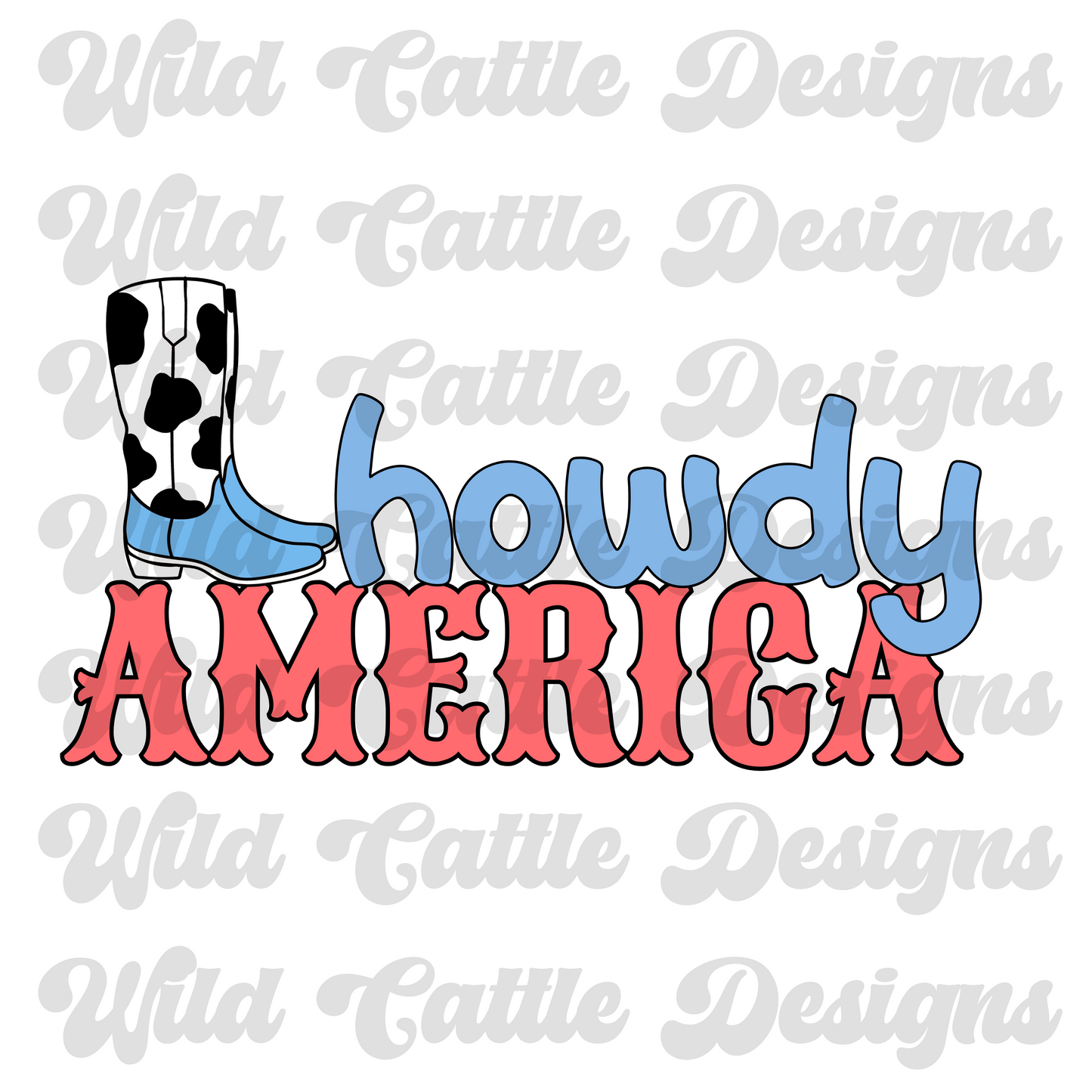 RWB cowboy howdy america png