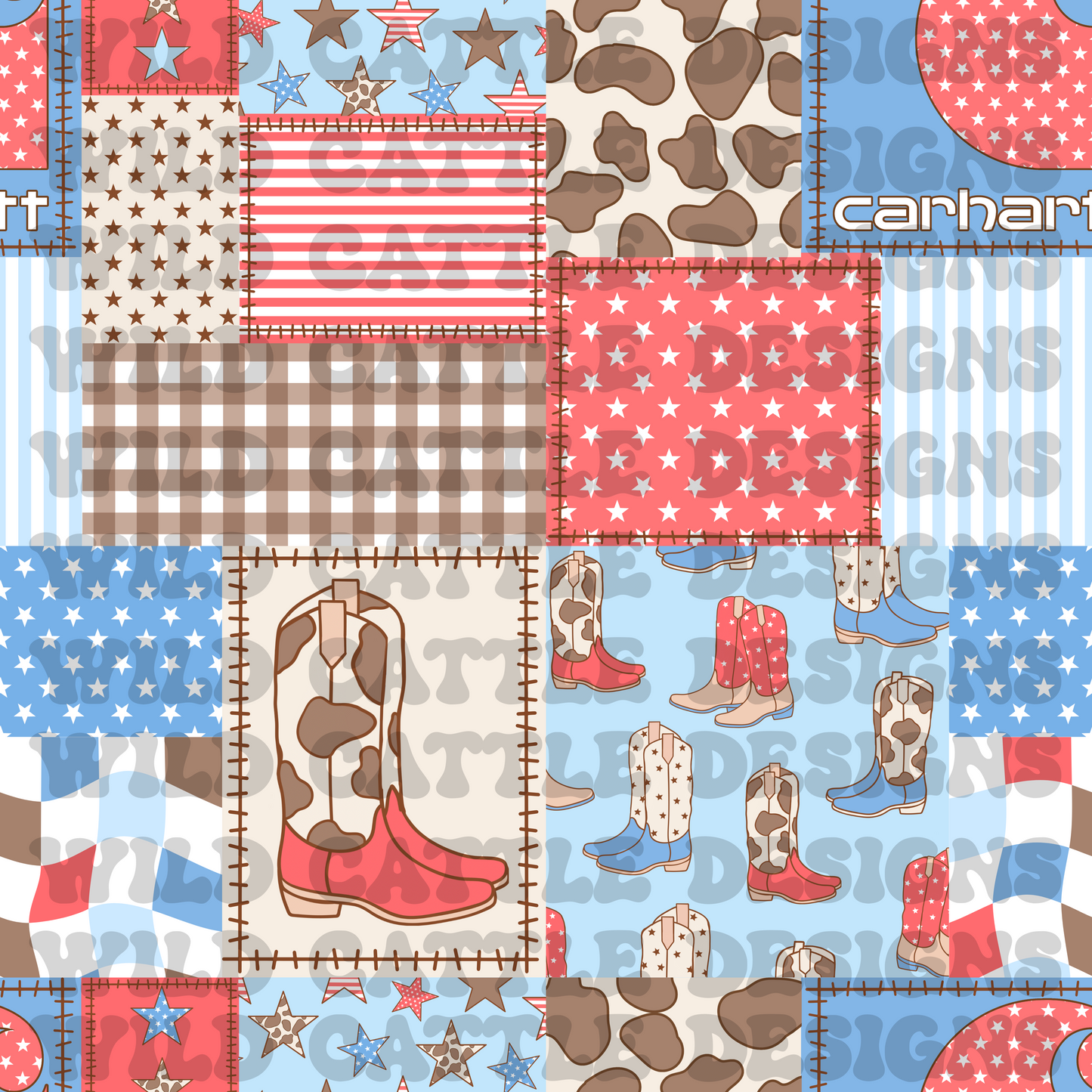 RWB cowboy patchwork