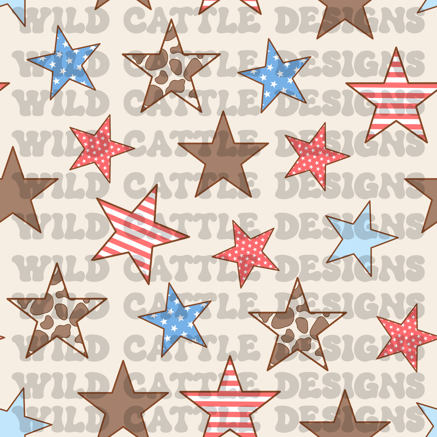 RWB cowboy star seamless