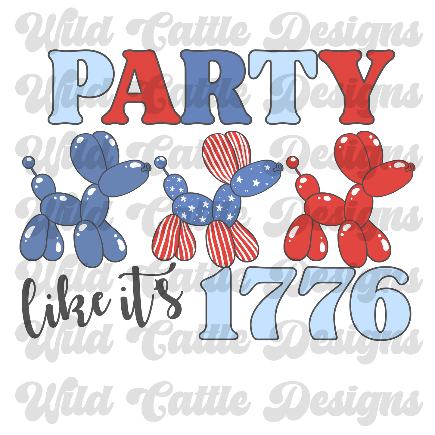 RWB stripe balloon dog png