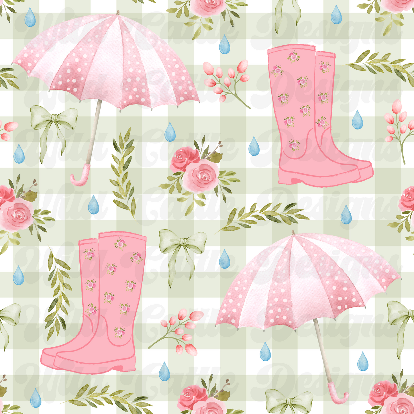 sage green rainy day seamless