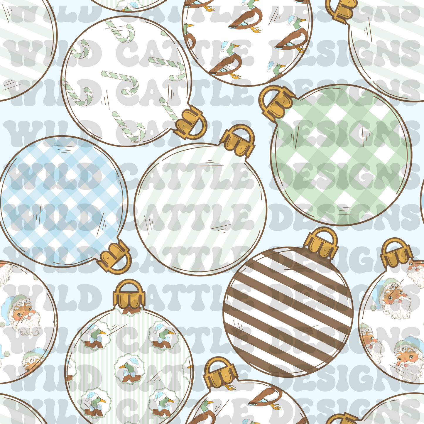 Southern Christmas duck ornament seamless