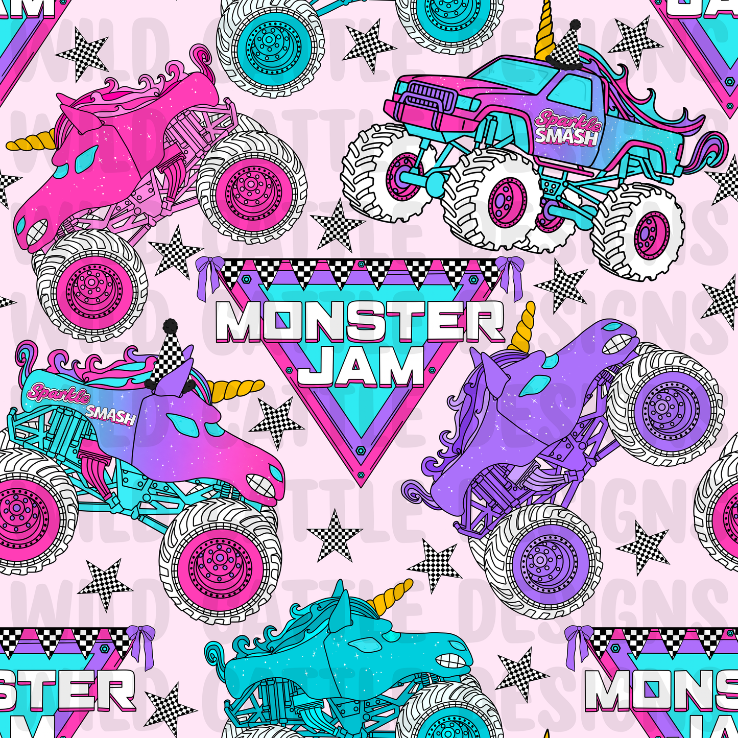 Sparkle monster truck seamless
