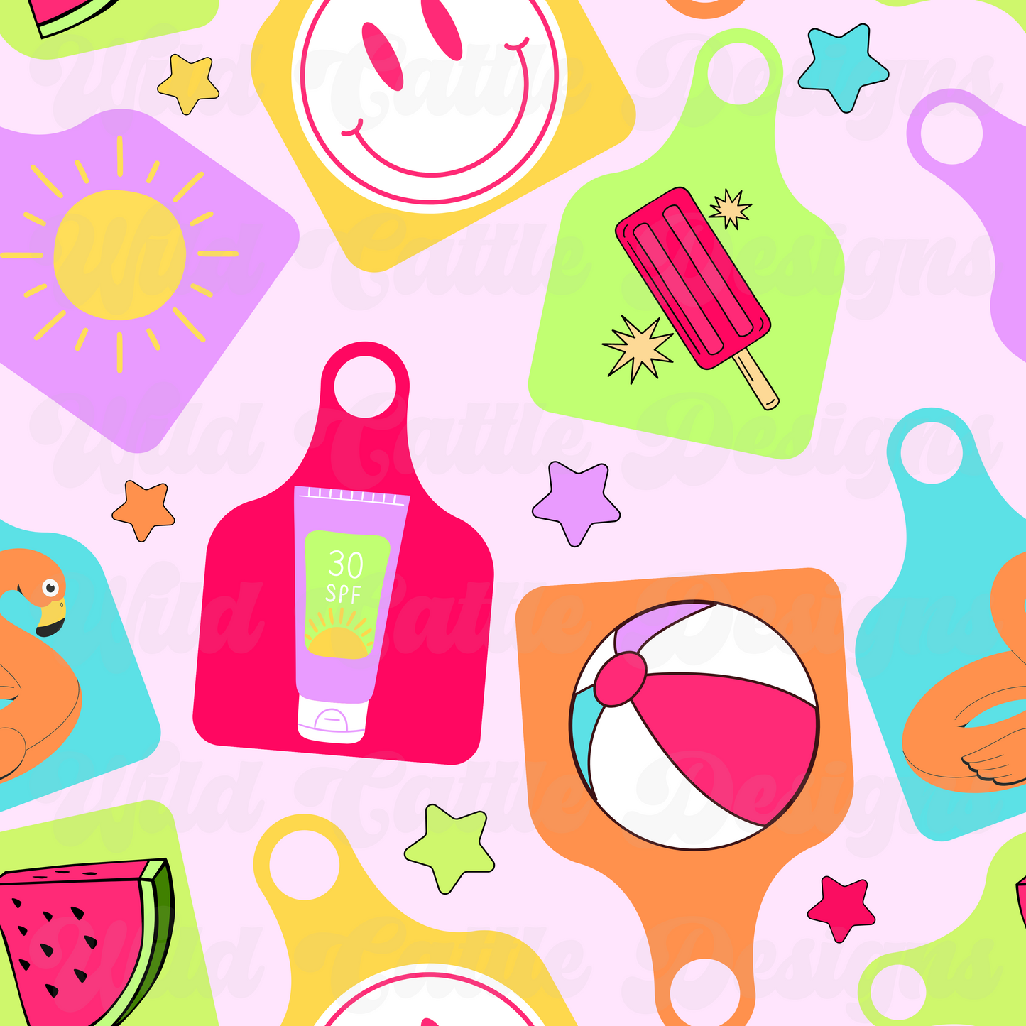 Summer Cow Tags Seamless