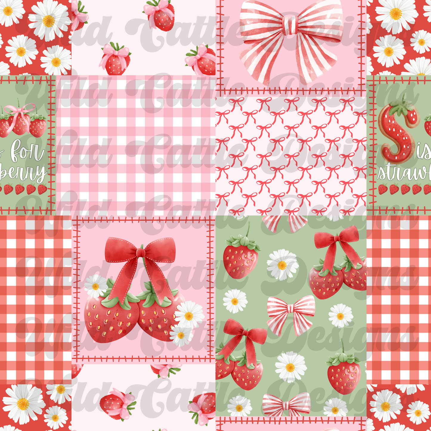 Summer strawberries patchwork