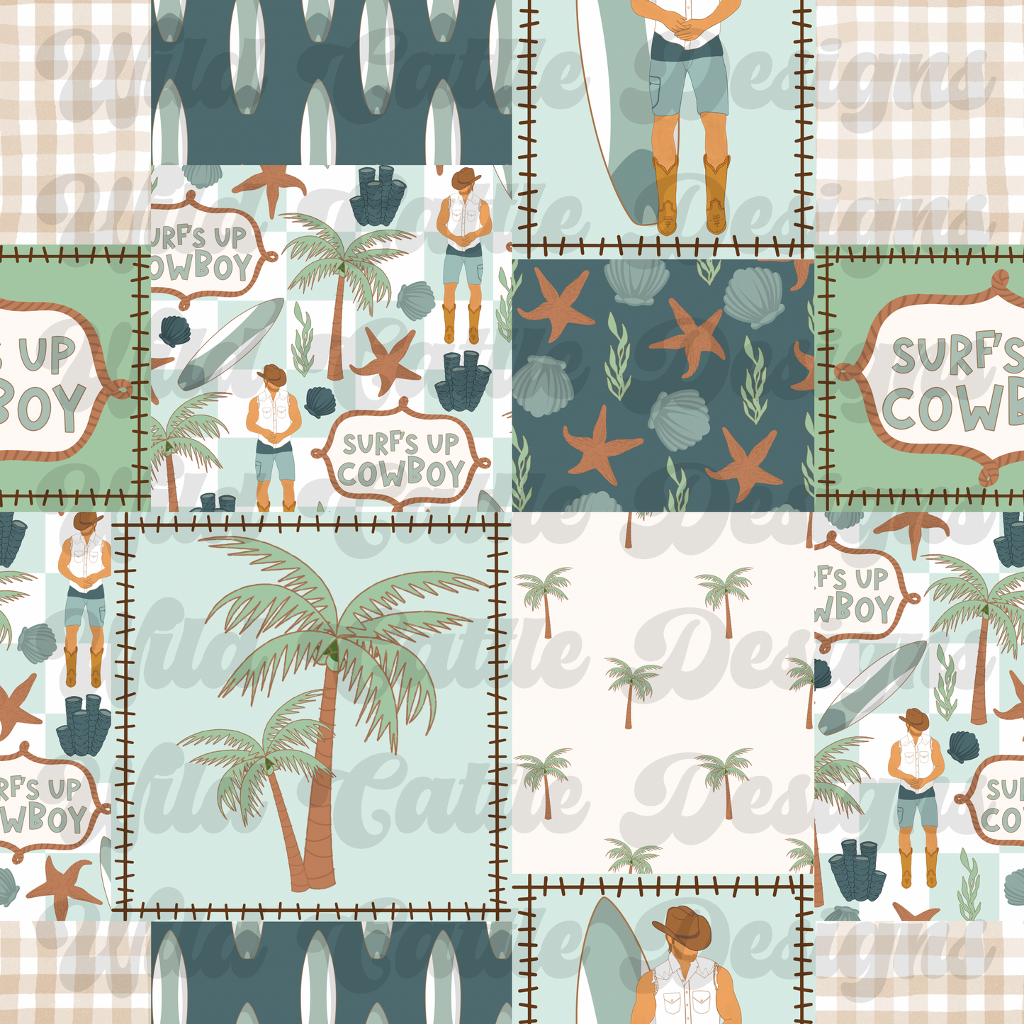 Surf’s up Cowboy patchwork