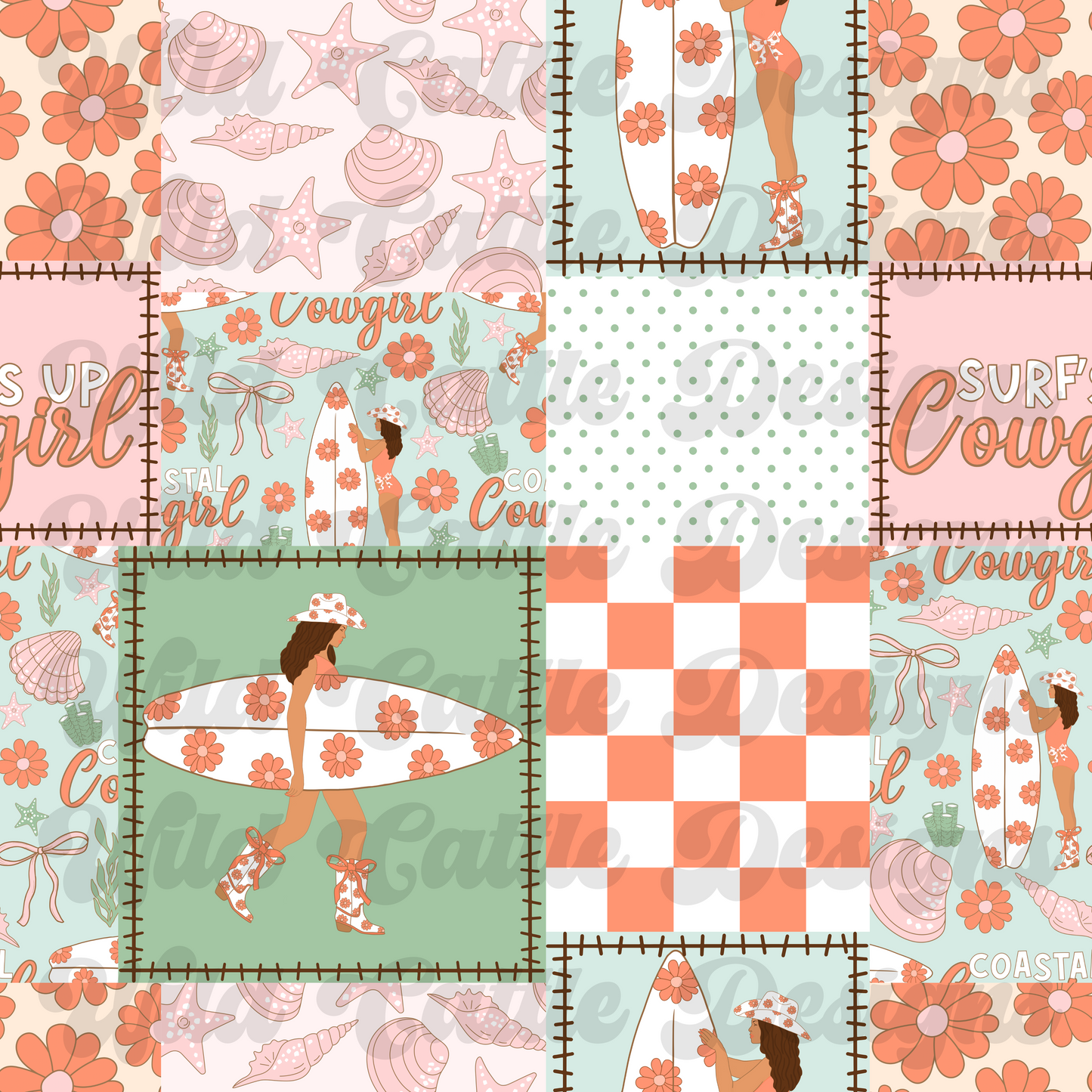 surfs up cowgirl patchwork