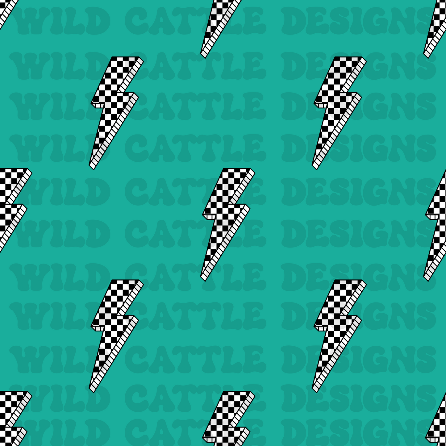 teal checker bolt seamless