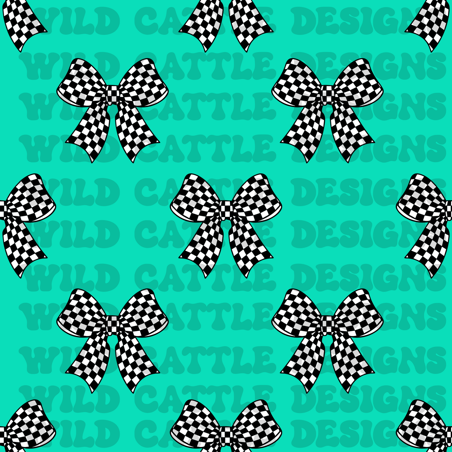 teal check bow seamless