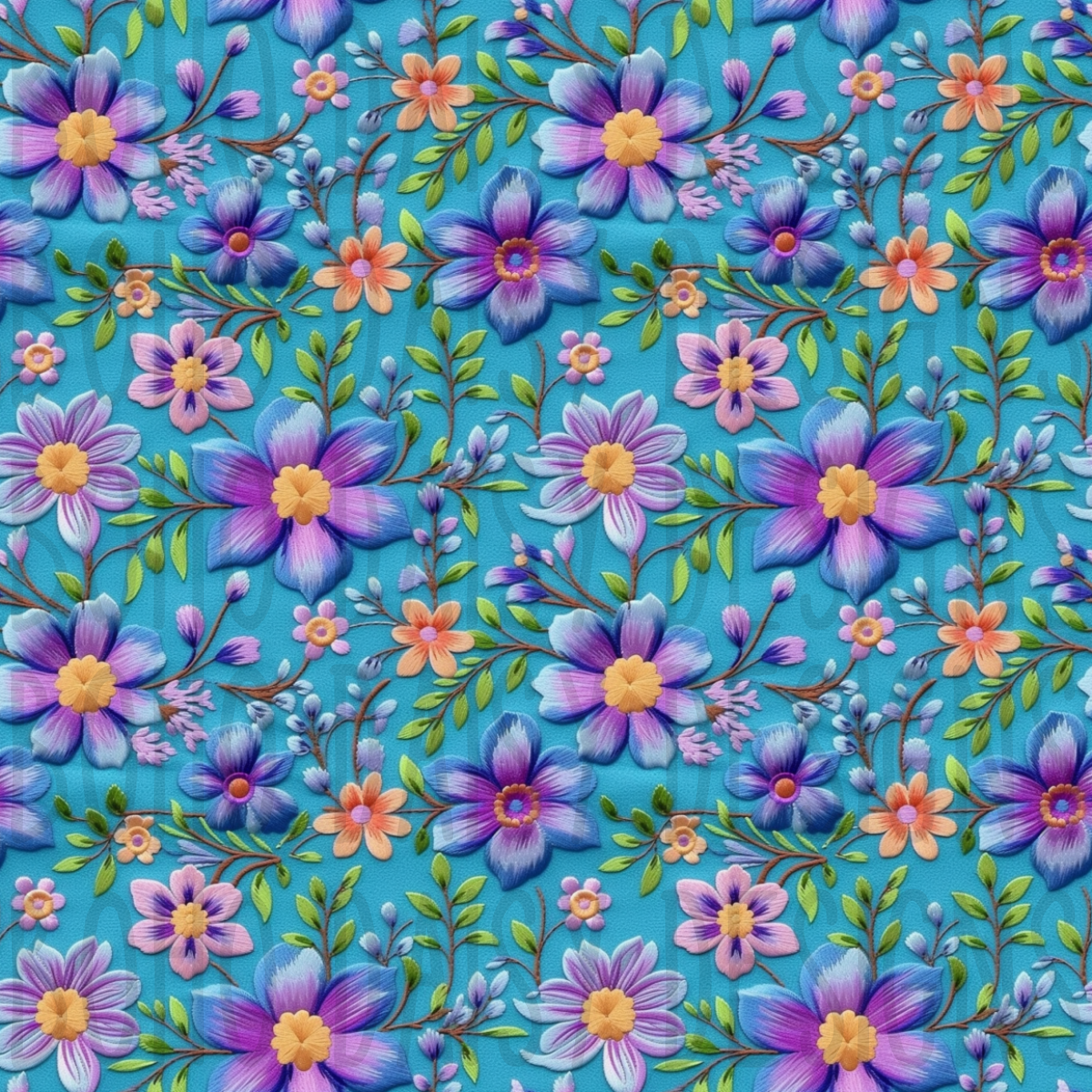 Blue and Purple Florals Seamless