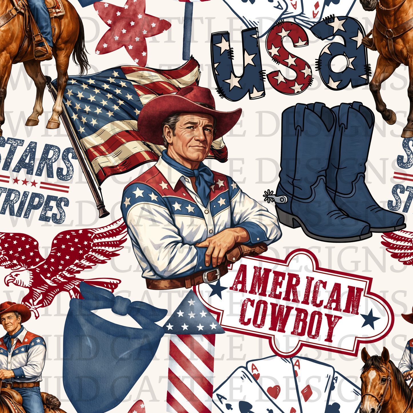 Vintage American cowboy seamless