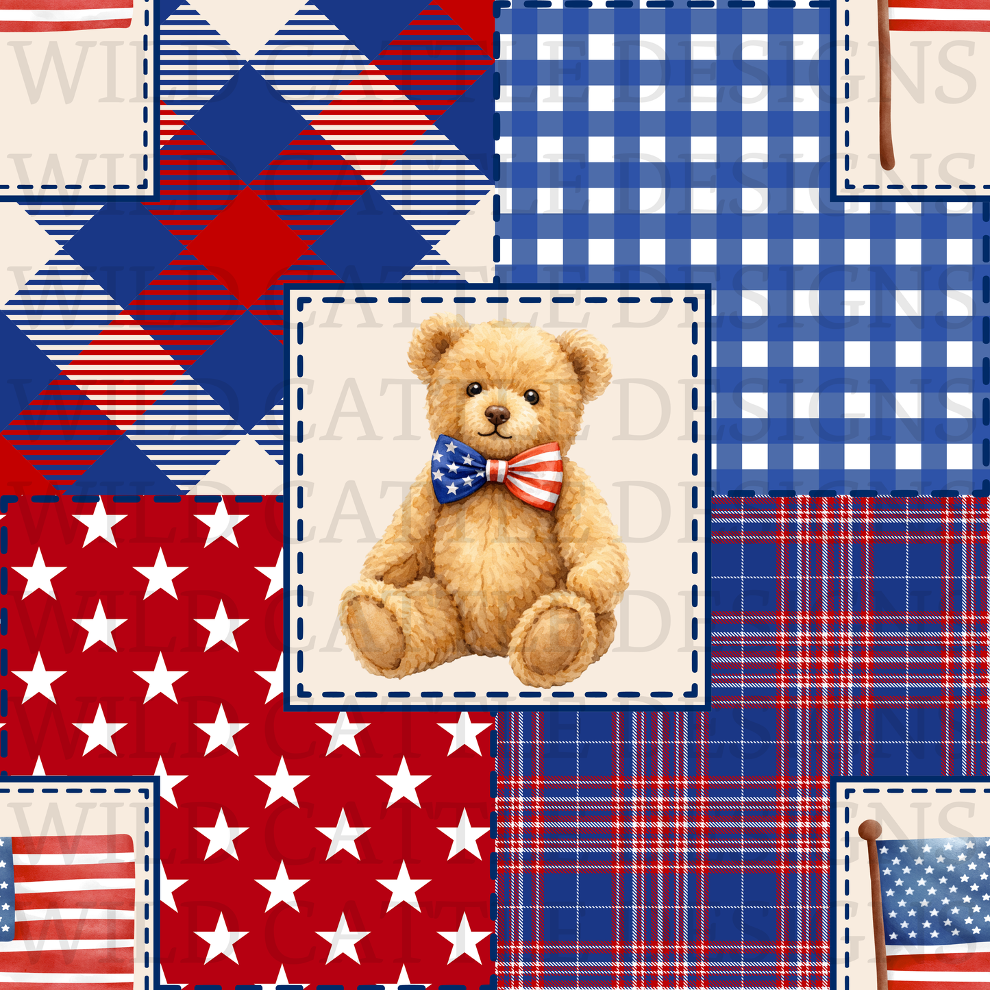 Vintage patriotic bear patchwork