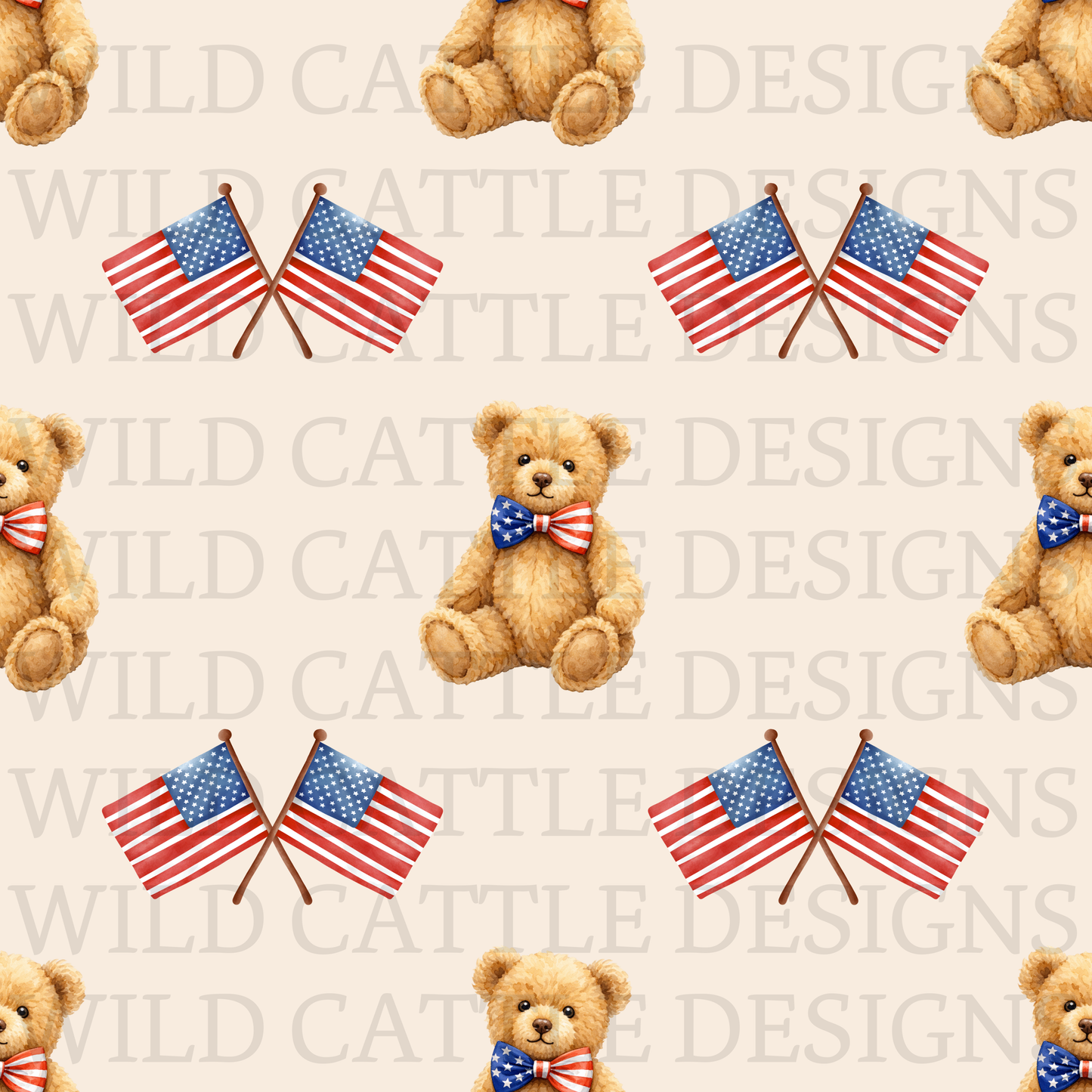 Vintage patriotic bear seamless