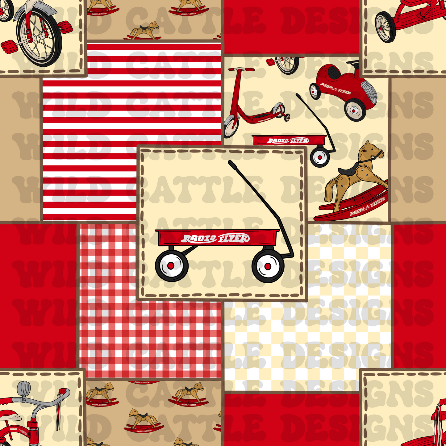 Vintage red toy patchwork