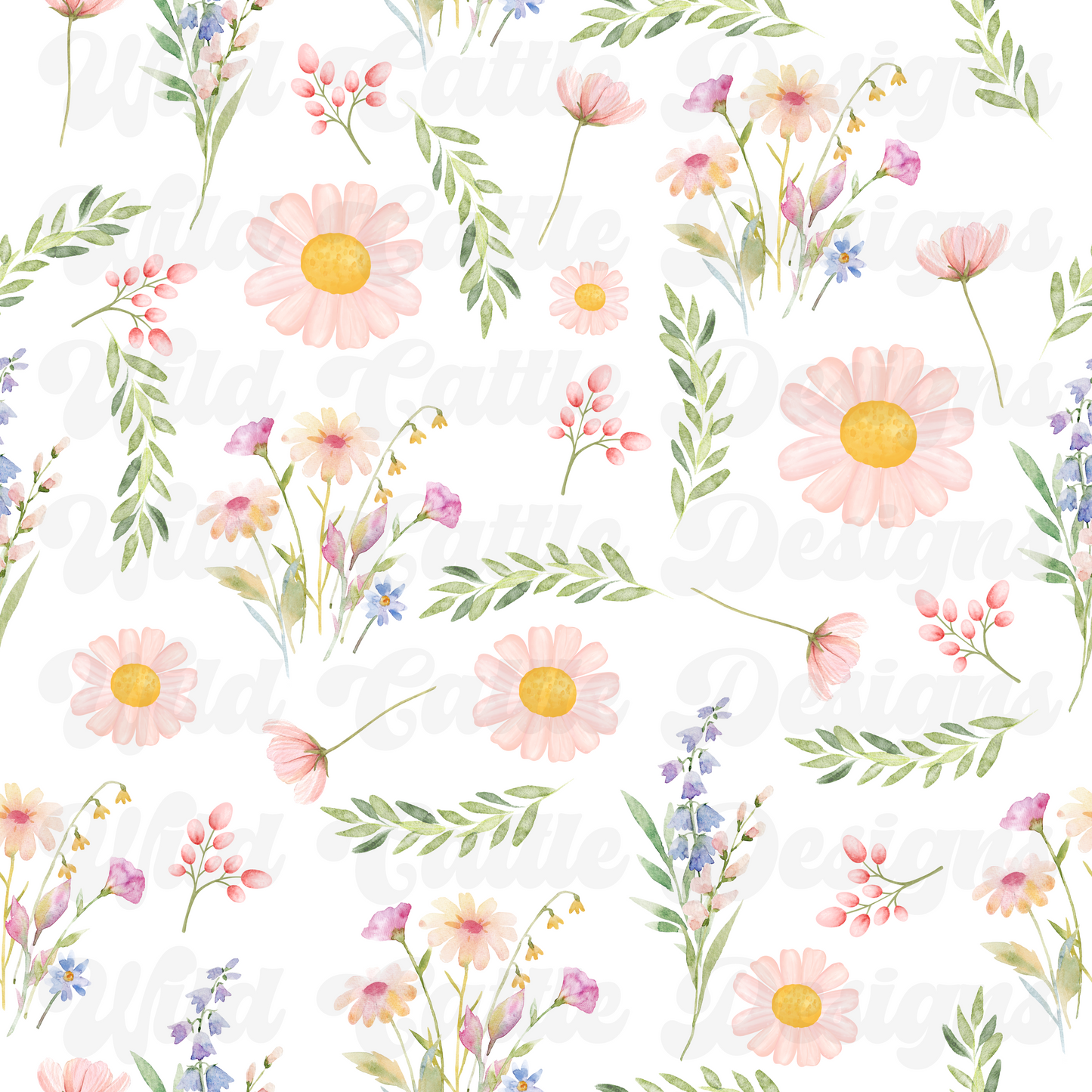 water color spring floral seamless