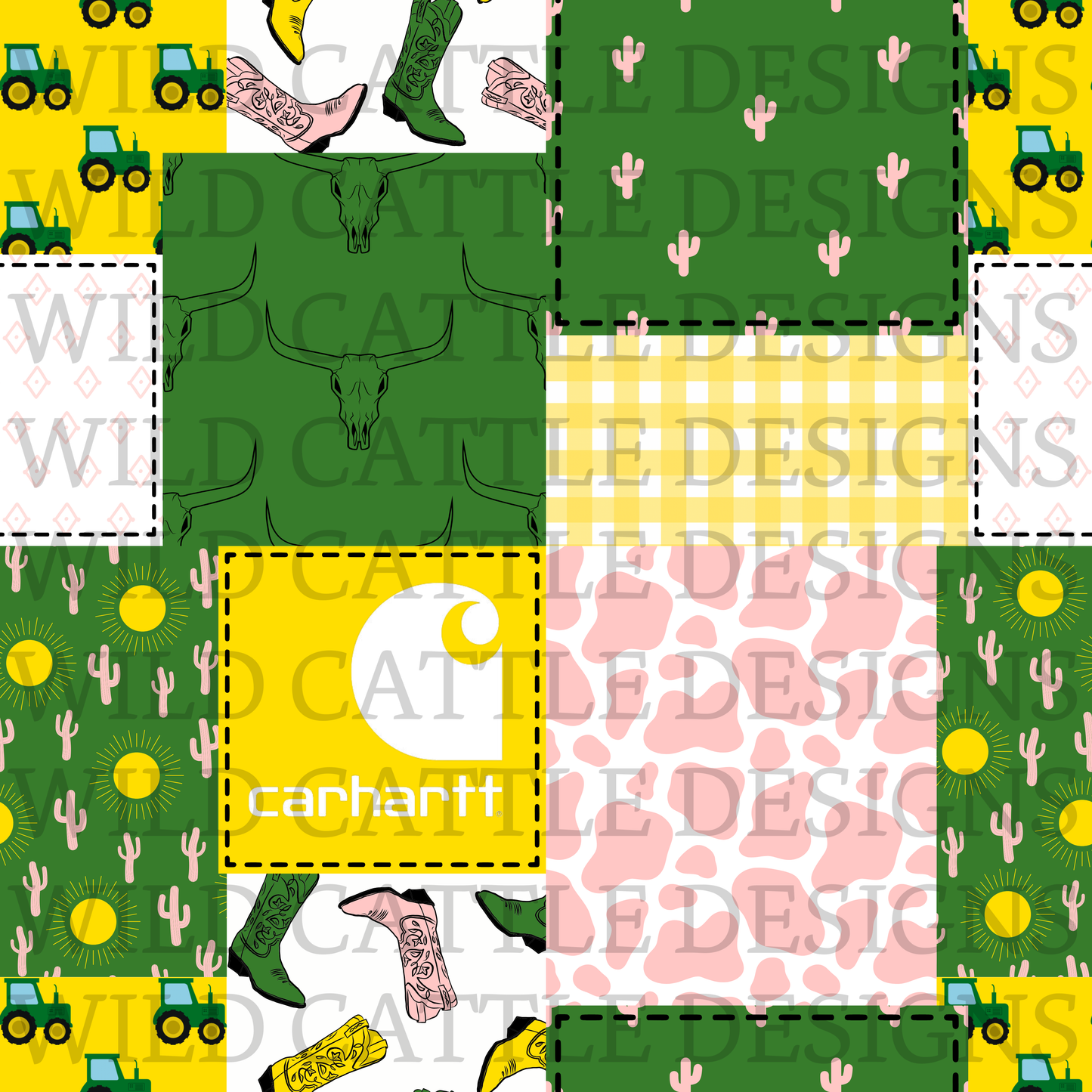 Western pink deer dream patchwork