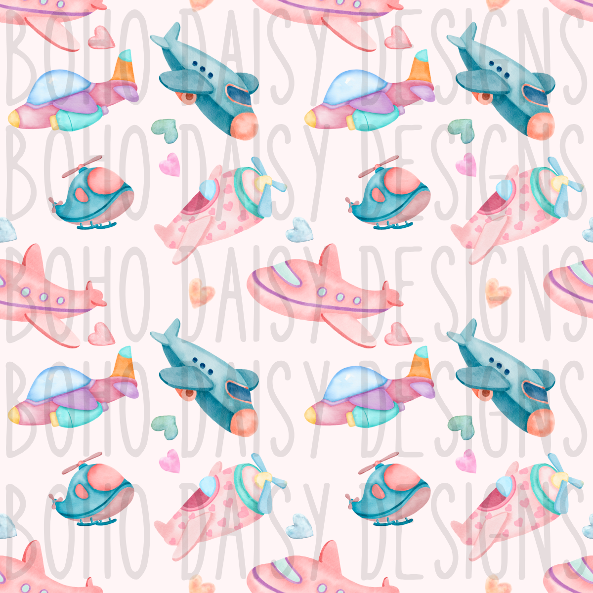Pink Watercolor Planes