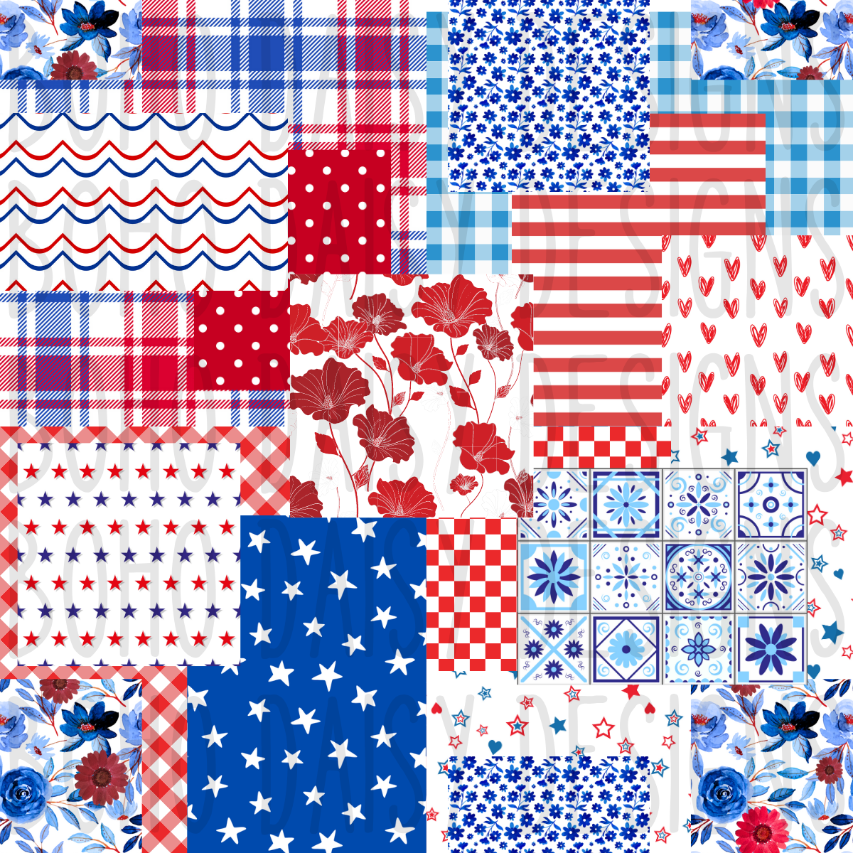 RWB Patchwork Seamless