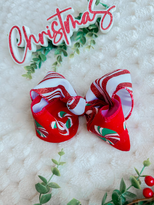 5 in double layer 2 tone peppermint bow