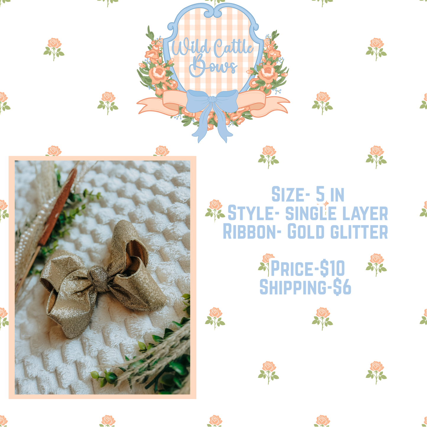 5 in Gold Glitter Bow