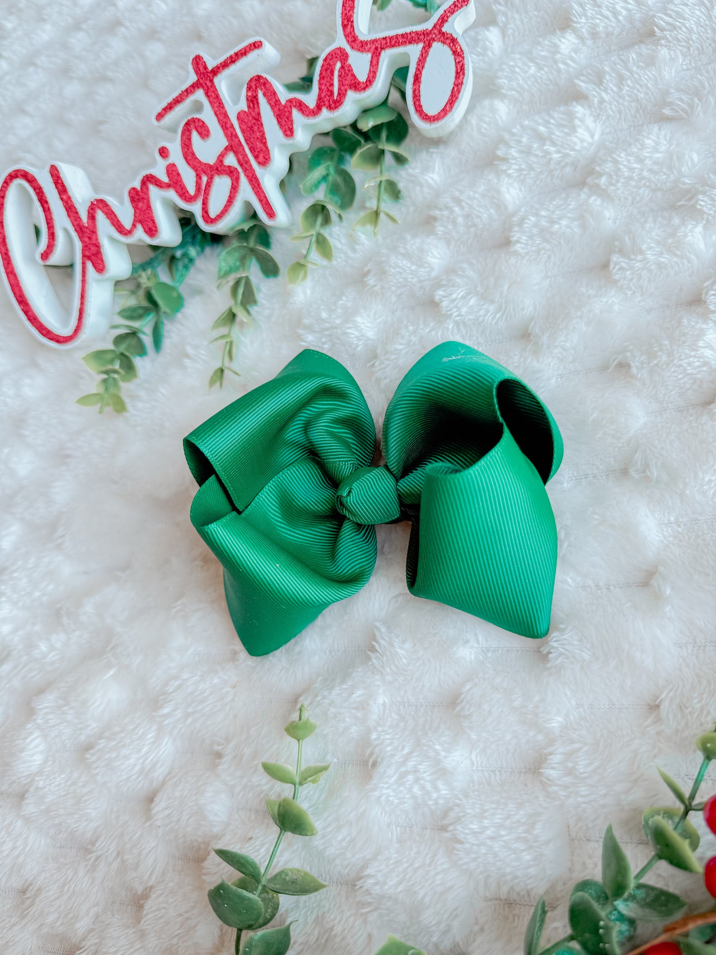 4 in single layer green bow