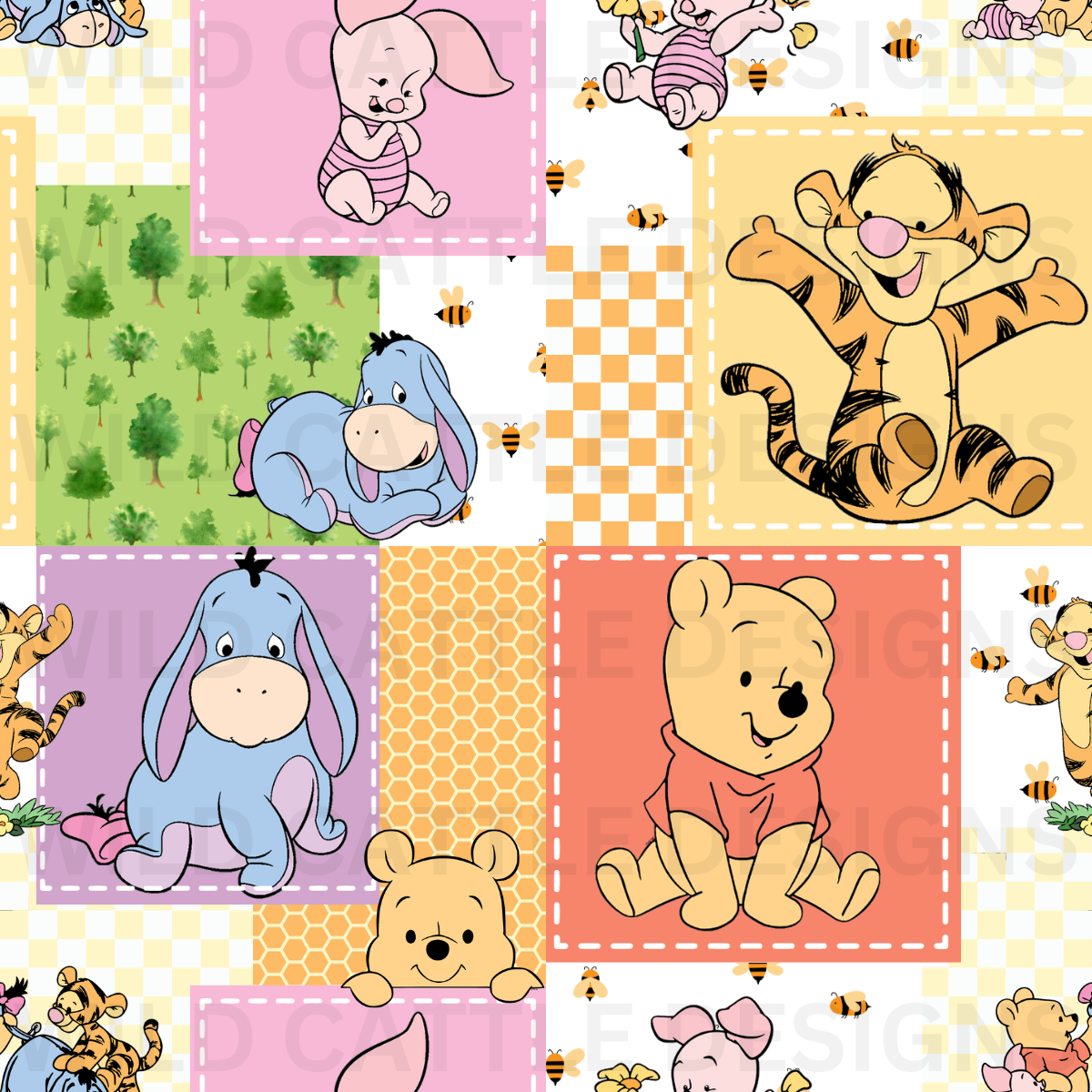 Honey Bear Patchwork Seamless