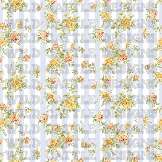 Blue and yellow car heart floral seamless