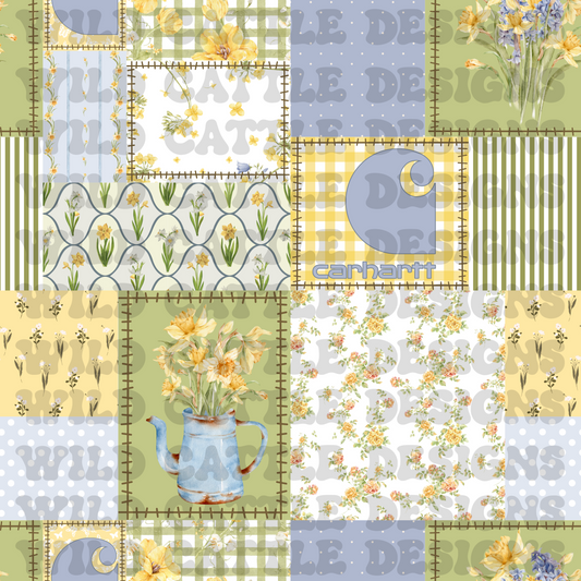 blue and yellow car heart patchwork