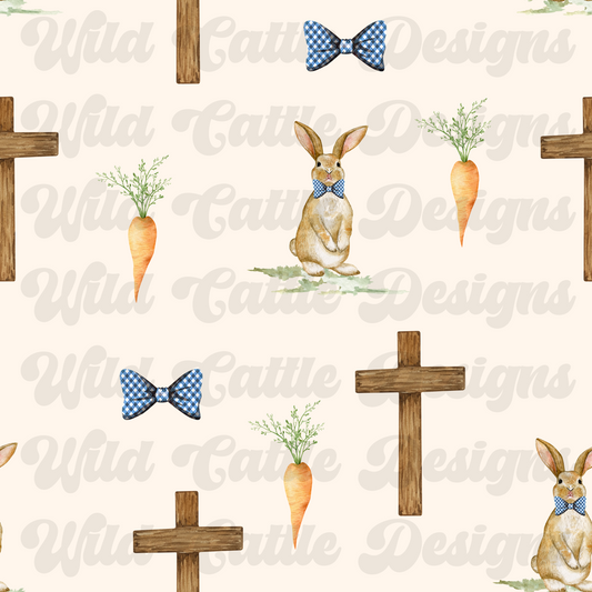 Blue bowtie bunny seamless