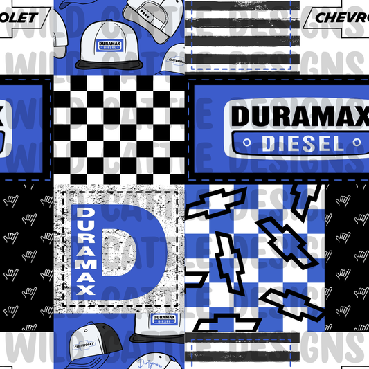 Blue diesel patchwork