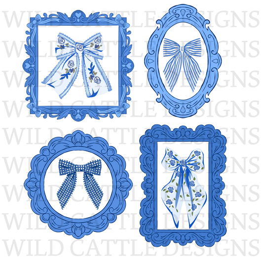 Blue floral frames png