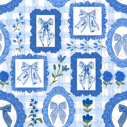 Blue floral frames seamless