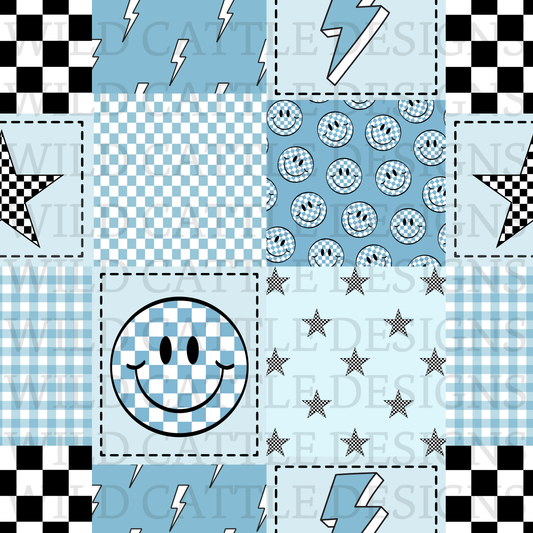 Blue happy patchwork