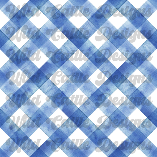 blue water color plaid seamless