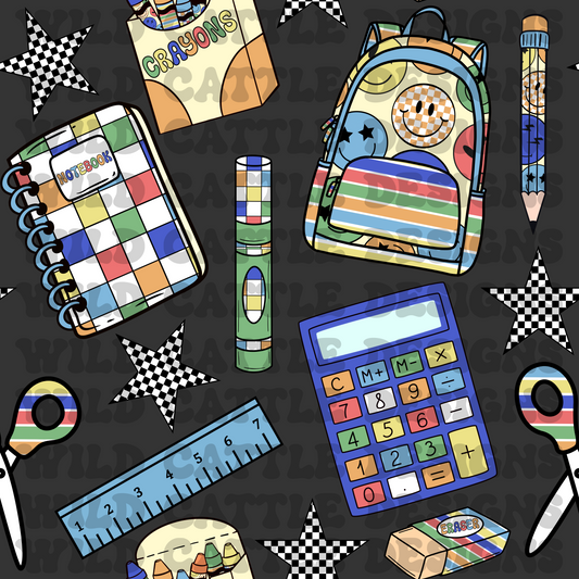 Boy bright school supplies seamless