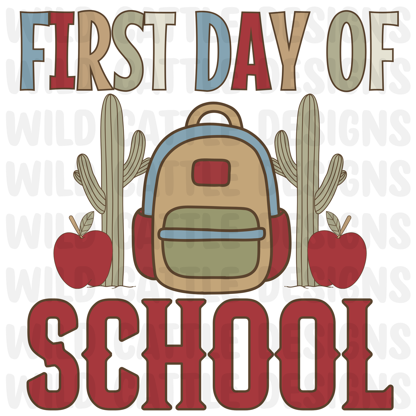 Boy saddle up first day of school backpack png