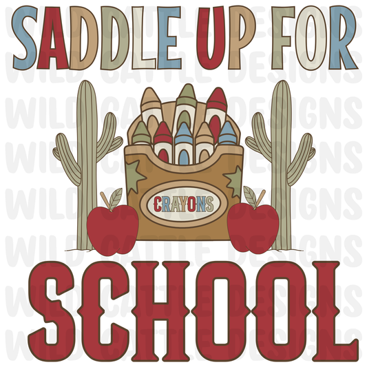 Boy saddle up for school crayon png